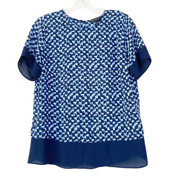 Banana Republic Blue Printed Short Sleeve Blouse - Picture 6 of 6